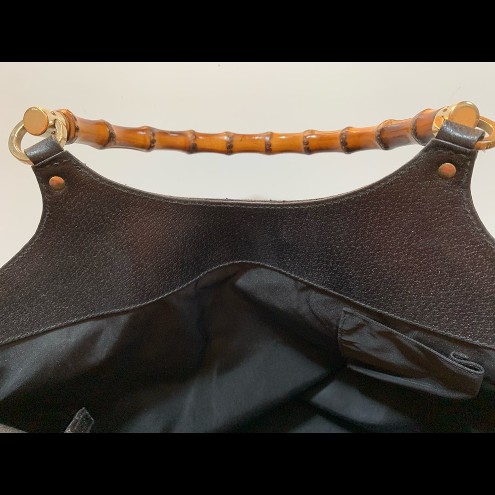 Gucci monogram canvas bag tote bamboo handles - Picture 12 of 16